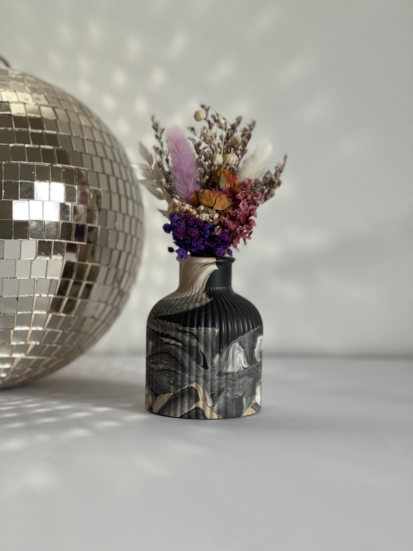 Neutrals & Black Marbled Bud Vase