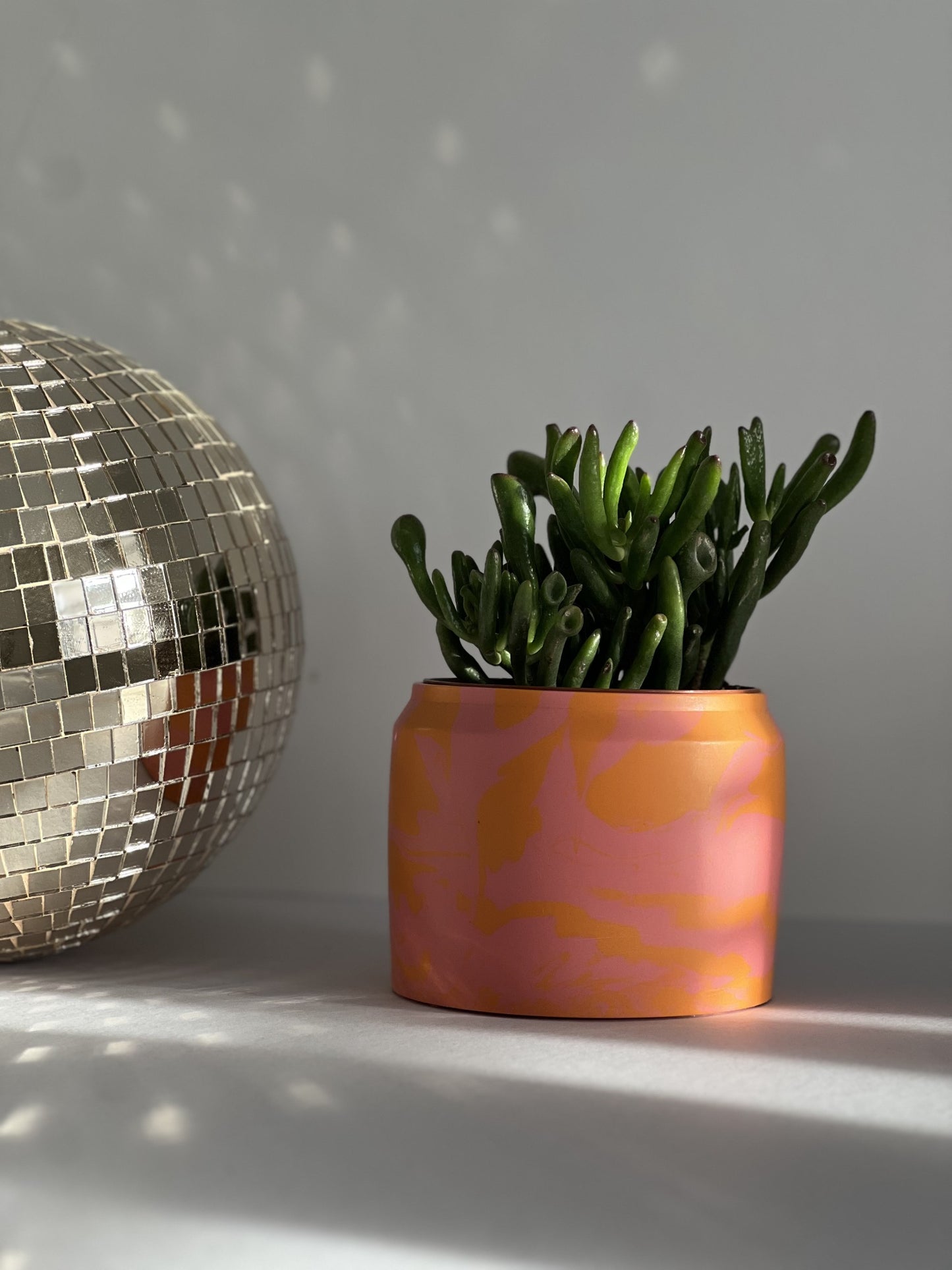 Orange and Pink Marbled sunset | Small Indoor Planter