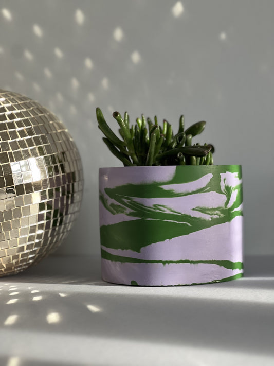 Purple and Green Marbled Indoor Plant Pot